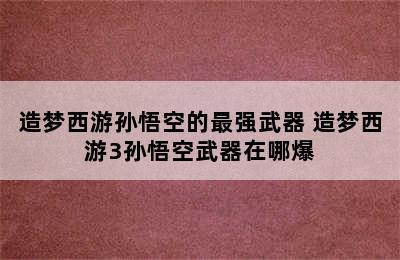 造梦西游孙悟空的最强武器 造梦西游3孙悟空武器在哪爆